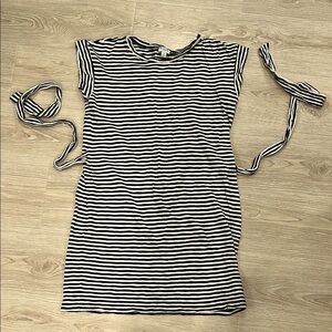 J.Crew Striped Black and White Dress with Ties